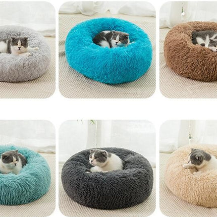 Original Calming Donut Dog and Cat Bed, Extra Long Plush with Non-Slip Bottom Removable and Washable 1
