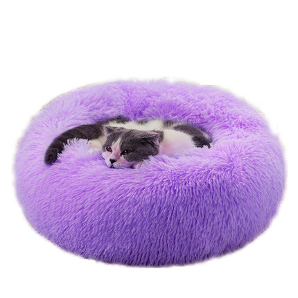 Original Calming Donut Dog and Cat Bed, Extra Long Plush with Non-Slip Bottom Removable and Washable