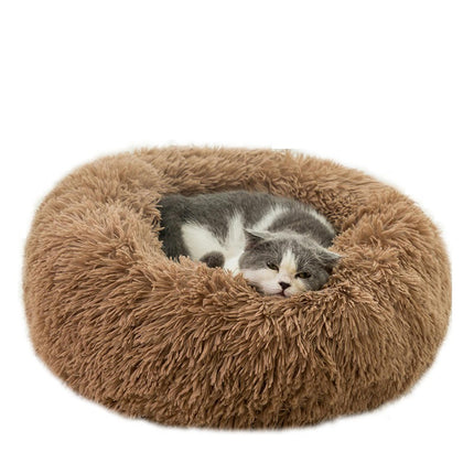 Original Calming Donut Dog and Cat Bed, Extra Long Plush with Non-Slip Bottom Removable and Washable