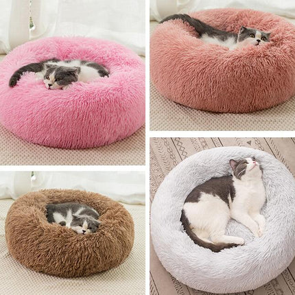 Original Calming Donut Dog and Cat Bed, Extra Long Plush with Non-Slip Bottom Removable and Washable 1