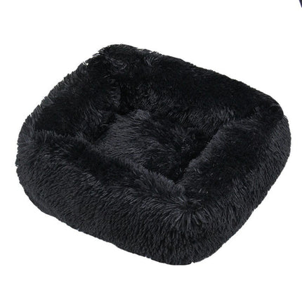 Rectangular Calming Donut Hug Dog Bed, Shag Faux Fur Cat Bed Washable Round Pillow Pet Bed (for Small Medium Dogs1