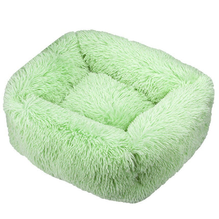 Rectangular Calming Donut Hug Dog Bed, Shag Faux Fur Cat Bed Washable Round Pillow Pet Bed (for Small Medium Dogs1