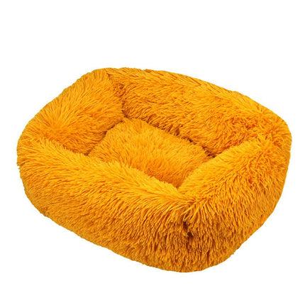 Rectangular Calming Donut Hug Dog Bed, Shag Faux Fur Cat Bed Washable Round Pillow Pet Bed (for Small Medium Dogs1