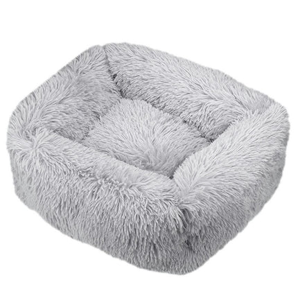 Rectangular Calming Donut Hug Dog Bed, Shag Faux Fur Cat Bed Washable Round Pillow Pet Bed (for Small Medium Dogs1