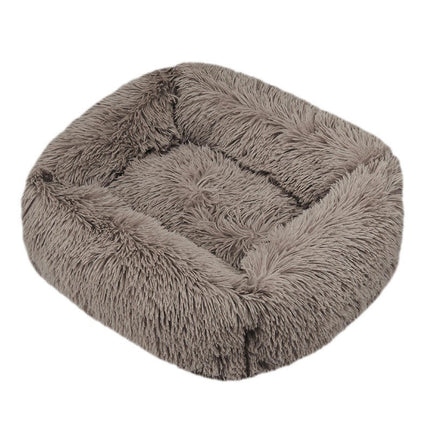 Rectangular Calming Donut Hug Dog Bed, Shag Faux Fur Cat Bed Washable Round Pillow Pet Bed (for Small Medium Dogs1