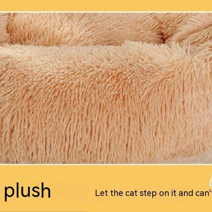 Rectangular Calming Donut Hug Dog Bed, Shag Faux Fur Cat Bed Washable Round Pillow Pet Bed (for Small Medium Dogs1