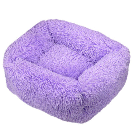 Rectangular Calming Donut Hug Dog Bed, Shag Faux Fur Cat Bed Washable Round Pillow Pet Bed (for Small Medium Dogs1