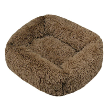 Rectangular Calming Donut Hug Dog Bed, Shag Faux Fur Cat Bed Washable Round Pillow Pet Bed (for Small Medium Dogs1
