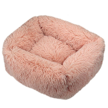 Rectangular Calming Donut Hug Dog Bed, Shag Faux Fur Cat Bed Washable Round Pillow Pet Bed (for Small Medium Dogs1