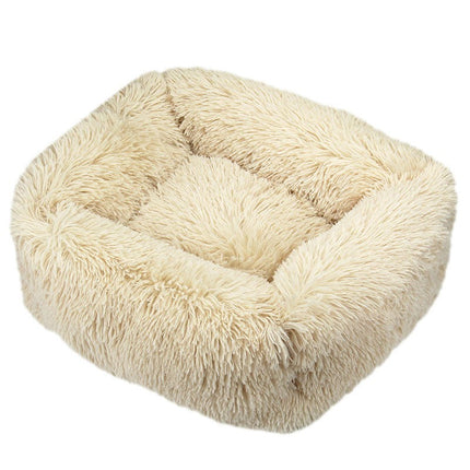 Rectangular Calming Donut Hug Dog Bed, Shag Faux Fur Cat Bed Washable Round Pillow Pet Bed (for Small Medium Dogs1