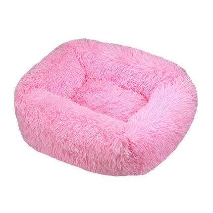 Rectangular Calming Donut Hug Dog Bed, Shag Faux Fur Cat Bed Washable Round Pillow Pet Bed (for Small Medium Dogs1