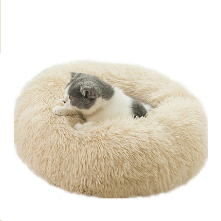 Modern Soft Plush Round Pet Bed for Cats or Small Dogs, Mini Medium Sized Dog Cat Bed Self  1