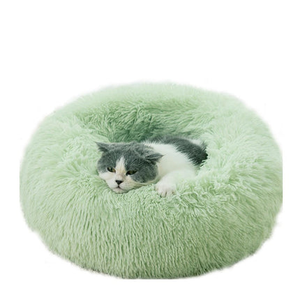 Modern Soft Plush Round Pet Bed for Cats or Small Dogs, Mini Medium Sized Dog Cat Bed Self  2
