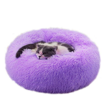 Modern Soft Plush Round Pet Bed for Cats or Small Dogs, Mini Medium Sized Dog Cat Bed Self  1