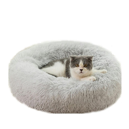 Modern Soft Plush Round Pet Bed for Cats or Small Dogs, Mini Medium Sized Dog Cat Bed Self