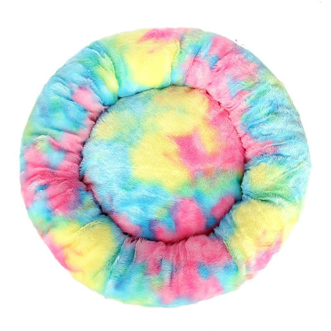 Modern Soft Plush Round Pet Bed for Cats or Small Dogs, Mini Medium Sized Dog Cat Bed Self  2