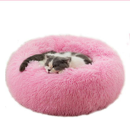 Modern Soft Plush Round Pet Bed for Cats or Small Dogs, Mini Medium Sized Dog Cat Bed Self  1
