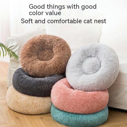 Modern Soft Plush Round Pet Bed for Cats or Small Dogs, Mini Medium Sized Dog Cat Bed Self  3