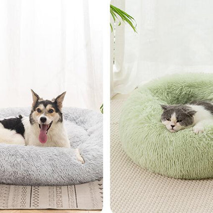 Modern Soft Plush Round Pet Bed for Cats or Small Dogs, Mini Medium Sized Dog Cat Bed Self  3