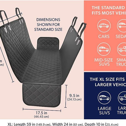 Car Back Seat Dog Car Seat Cover - Durable Pet Car Seat Cover Back Seat Protector, Car Non-Slip Dog Hammock with Side Wings