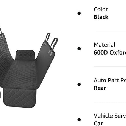 Car Back Seat Dog Car Seat Cover - Durable Pet Car Seat Cover Back Seat Protector, Car Non-Slip Dog Hammock with Side Wings
