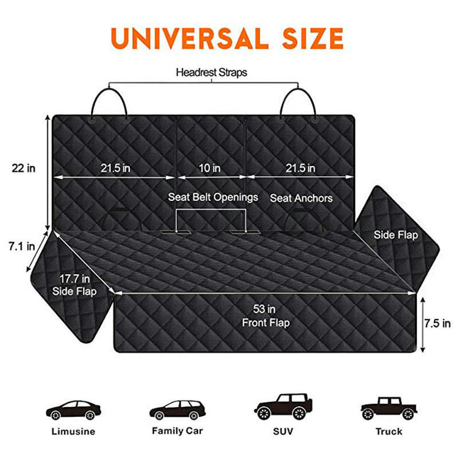 Hammock Back Seat Protector Waterproof Scratch Resistant Dog Durable Stain and Slip Resistant Pet Car Seat Cover with Side Wing