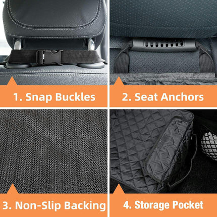Dog Car Seat Cover Front Seat, 100% Waterproof, Car Seat Protector with Pocket Anti-Slip and Quilted Pet Seat Cover