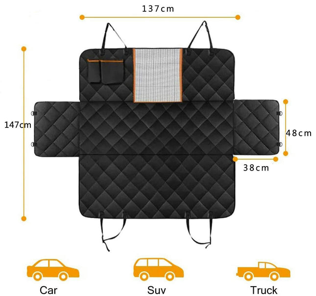 Dog Car Seat Cover Back Seat 600D Scratch and Slip Resistant Durable Car Pet Back Seat Cover with Mesh Window Dog Hammock