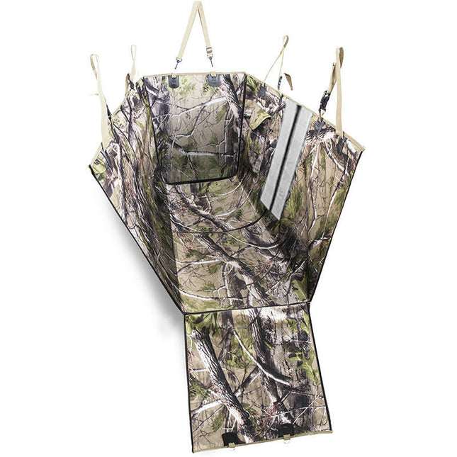 Camo Dog Seat Cover for Pets, Car Back Seat Cover Hammock with Side Flaps, Mesh Window & Storage Bag