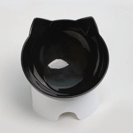 Cat Raised Stand Feeding Bowl Transparent Plastic Pet Food Water Feeder Bowl 15 Degree Tilted Design Neck Guard for Cats Dogs