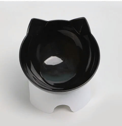 Cat Raised Stand Feeding Bowl Transparent Plastic Pet Food Water Feeder Bowl 15 Degree Tilted Design Neck Guard for Cats Dogs