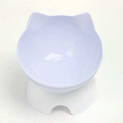 Cat Raised Stand Feeding Bowl Transparent Plastic Pet Food Water Feeder Bowl 15 Degree Tilted Design Neck Guard for Cats Dogs