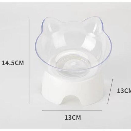 Cat Raised Stand Feeding Bowl Transparent Plastic Pet Food Water Feeder Bowl 15 Degree Tilted Design Neck Guard for Cats Dogs