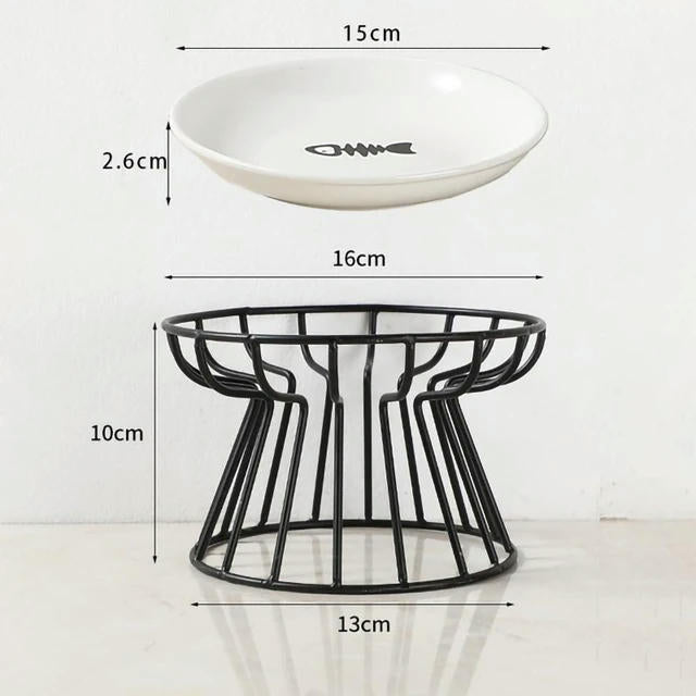 Cat Lift Bowl With Metal Stand Pet Ceramic Food Snacks Feeding Elevated Feeder Kitten Puppy Dish Dog Supplies Accessories