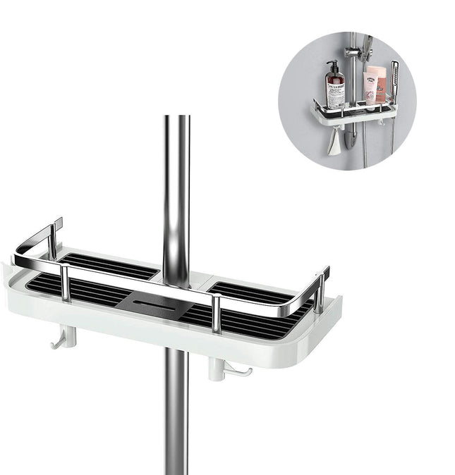 Shower Caddy Shelf , Bathroom Shower Rack Organizer Sponge Holder For No Tools, No Drilling