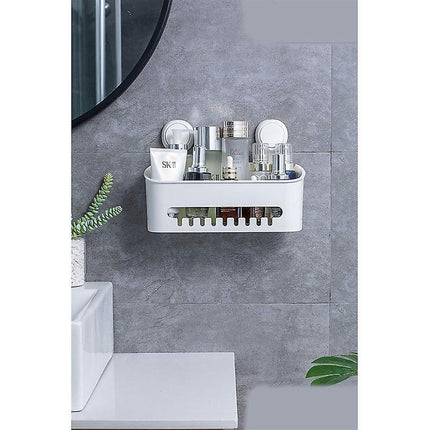Shower Caddy Suction, Shower Caddy Corner, Plastic Bathroom Organiser With Removable Suction Cup Wall Shelf No Drilling