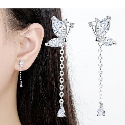 Sterling Silver Butterfly Dangle Earrings for Women Pretty Butterfly Drop Earrings Tassel