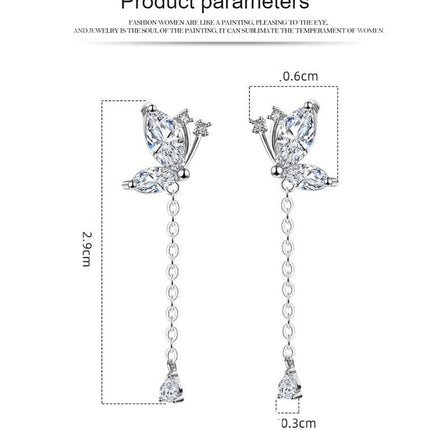 Sterling Silver Butterfly Dangle Earrings for Women Pretty Butterfly Drop Earrings Tassel