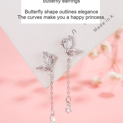 Sterling Silver Butterfly Dangle Earrings for Women Pretty Butterfly Drop Earrings Tassel