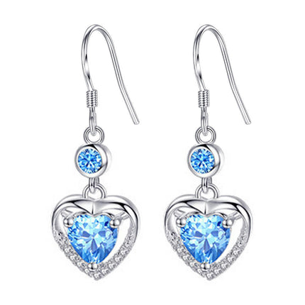 Love Heart Drop Earrings for Women 925 Sterling Silver Earrings Christmas for Women