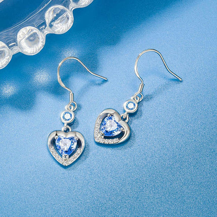 Love Heart Drop Earrings for Women 925 Sterling Silver Earrings Christmas for Women