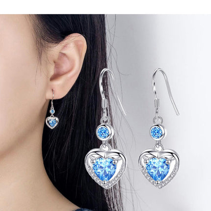 Love Heart Drop Earrings for Women 925 Sterling Silver Earrings Christmas for Women