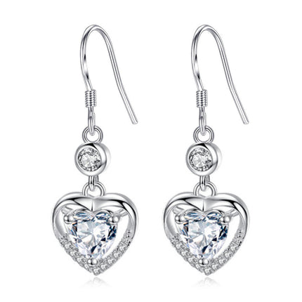 Love Heart Drop Earrings for Women 925 Sterling Silver Earrings Christmas for Women