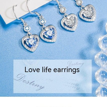 Love Heart Drop Earrings for Women 925 Sterling Silver Earrings Christmas for Women