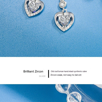 Love Heart Drop Earrings for Women 925 Sterling Silver Earrings Christmas for Women