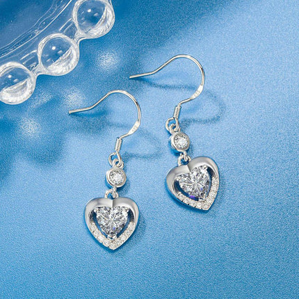 Love Heart Drop Earrings for Women 925 Sterling Silver Earrings Christmas for Women