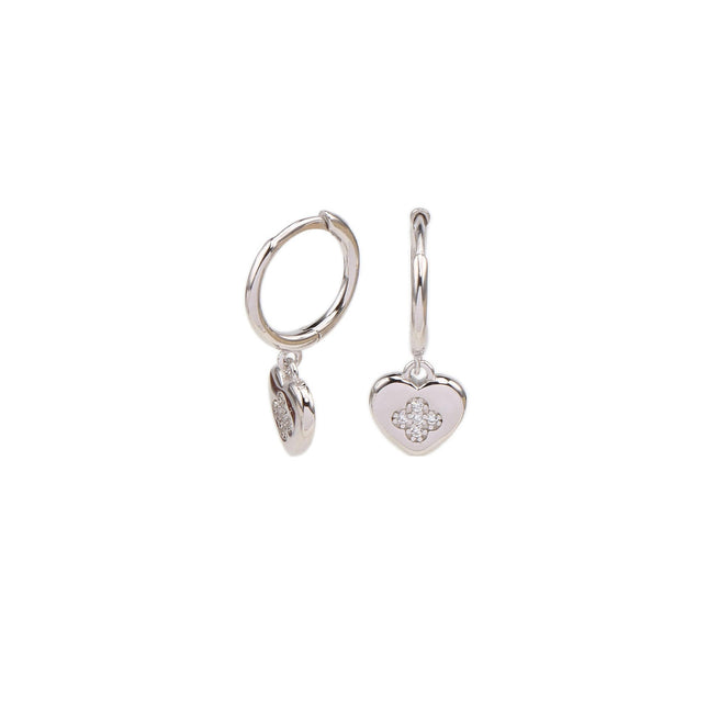 925 Sterling Silver Heart Earrings Heart Earrings with Cubic Zirconia Heart Drop Earrings for Women