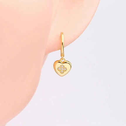925 Sterling Silver Heart Earrings Heart Earrings with Cubic Zirconia Heart Drop Earrings for Women