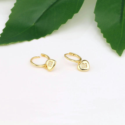 925 Sterling Silver Heart Earrings Heart Earrings with Cubic Zirconia Heart Drop Earrings for Women