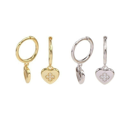 925 Sterling Silver Heart Earrings Heart Earrings with Cubic Zirconia Heart Drop Earrings for Women